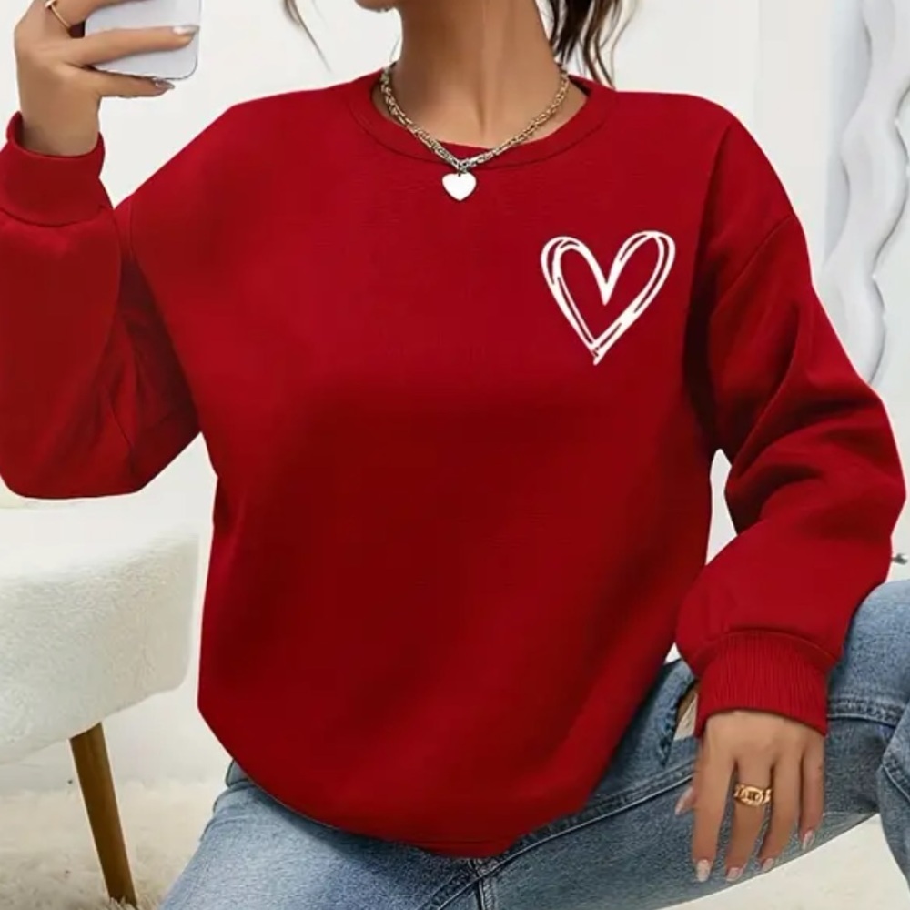 NEW Valentines Heart Sweatshirt, S-5X Valentines Day oversized